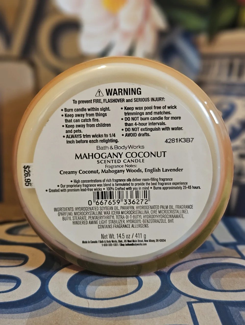 NWT Bath & Body Works Mahogany Coconut 3-Wick Candle - Yellow, White - Picture 5 of 6